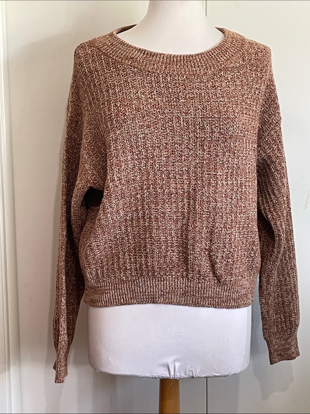 Women's Universal Thread Crewneck Brown & Tan Knit Pullover Sweater Size Large